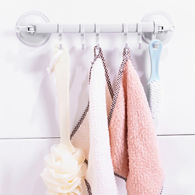 

Locking type suction cup Bathroom Kitchen Wall Mounted Towel Rack 6 hook