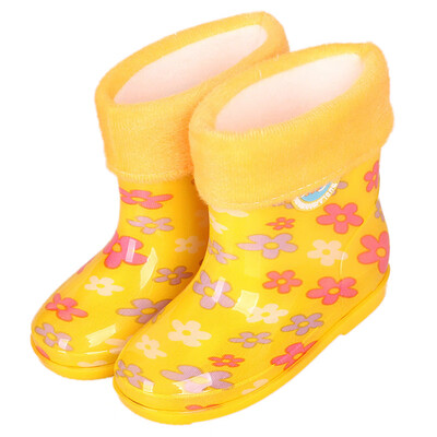 

cartoon childrens rain boots anti-skid plus velvet for girl&boy infant baby boots rubber shoes small kids water shoes