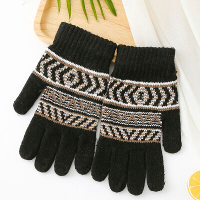 

Women Men Comfortable Thicken Warm Winter Full Finger Knitted Mittens Knitted Gloves Soft Mittens