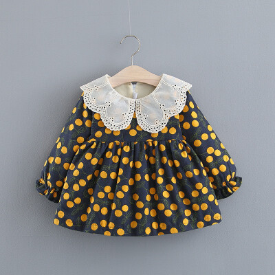 

Lovely Baby Dress 0-3T New Autumn Casual Baby Girls Long Sleeve Floral Print Dress Kids Princess Thicken Pageant Dresses