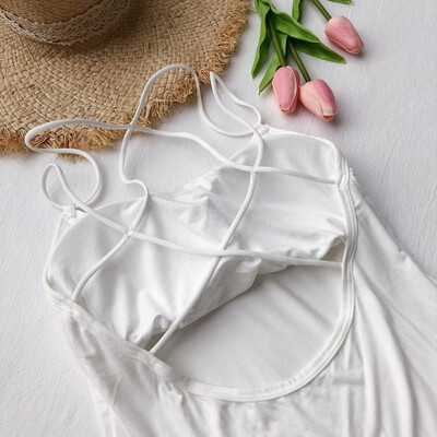 

Top Female Camisole Sexy Backless Bandage Cross Women Bustier Crop Top Cami Tank Tops Elasticity Sleeveless Vest Body for Women
