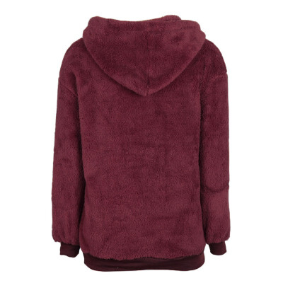 

Women Winter Thick Warm Hoody Long-sleeved Hooded Solid Color Plus Size Sweatshirt Pocket Fleece Casual Spring Jacket