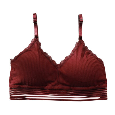 

Fashion Lady Deep V Triangle Cup Without Steel Ring Bra Thread Thin One-Piece Lace Mesh Bra Adjusted-straps Push Up Bra Bralette