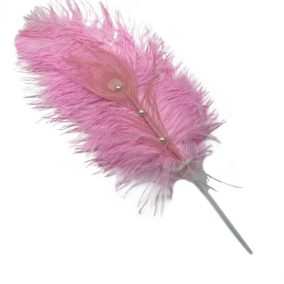 

Natural Feather With Pearls Cake Topper For Birthday Party Valentines Day Anniversary