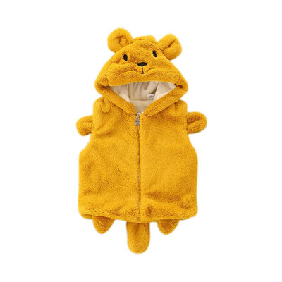 

Winter Kids Girls Thick Waistcoat Cute Bear Ears Solid Zipper Hooded Waistcoats Coats Outwears