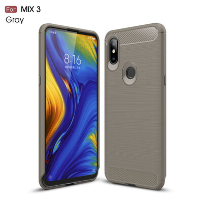 

Goowiiz Phone Case For Xiaomi Mi Mix 3 Fashion Slim Carbon Fiber TPU Soft Silicone Prevent falling