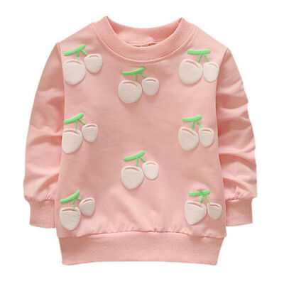 

New Baby cotton Tops autumn Winter Small children round necked strawberry hedging Kids long sleeves hot sale