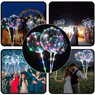 

Gobestart 2pcs Reusable Luminous Led Balloon Transparent Round Bubble Decoration Party Wed