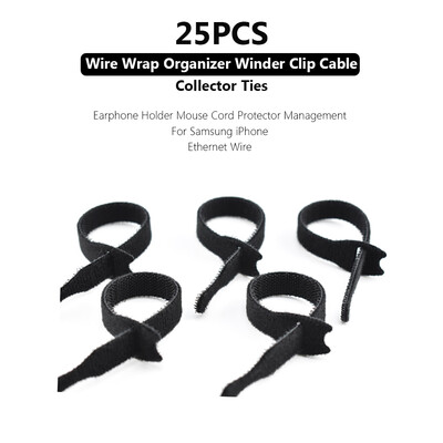 

25PCS 8 inches Nylon Wire Wrap Organizer Winder Clip Cable Collector Tie Wire Earphone Holder Mouse Cord Protector Management For