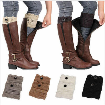 

Fashion Women Winter Leg Warmers Cuffs Toppers Boot Socks Crochet Knit Lace Trim