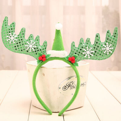 

hristmas Headband For Kids Adult Christmas Deer Ears Christmas Party Deals Santa Xmas Hair Band Clasp Headwear