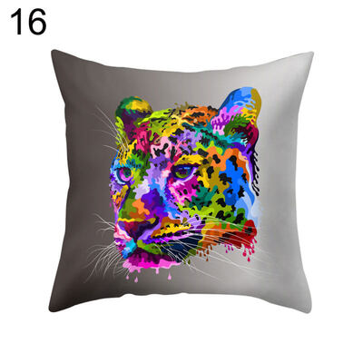 

Colorful Cat Lion Giraffe Owl Pillow Case Cushion Cover Sofa Bed Car Cafe Decor