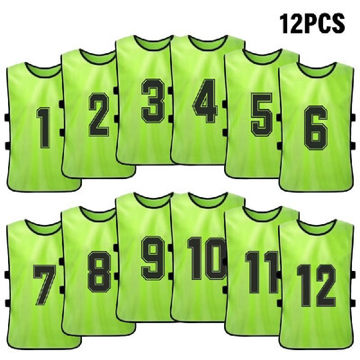 

12 PCS Kids Football Pinnies Quick Drying Soccer Jerseys Youth Sports Scrimmage Basketball Team Training Numbered Bibs Practice