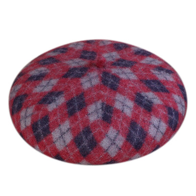 

Autumn&Winter 2019 New Korean Version Ladys Coloured Rhombic Wool Beret Hat Retro Wool Painter Hat Wholesale