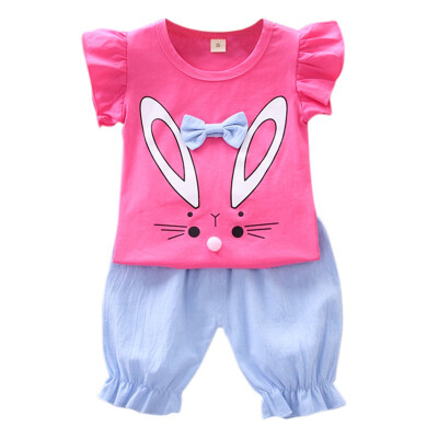 

Baby Girl Clothes Hot Summer New Girls Clothing Sets Rabbit Pattern T-shirt TopsShorts Suits Casual Outfits Sets