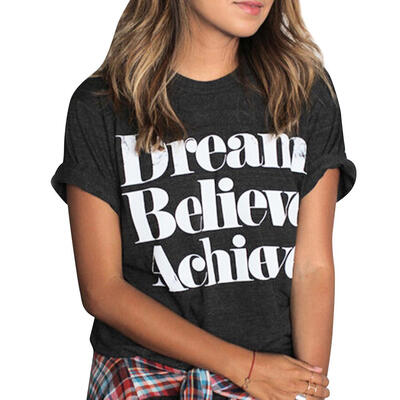 

Sexy Women Letters Print Short Sleeve O-Neck Casual T-Shirt Tank