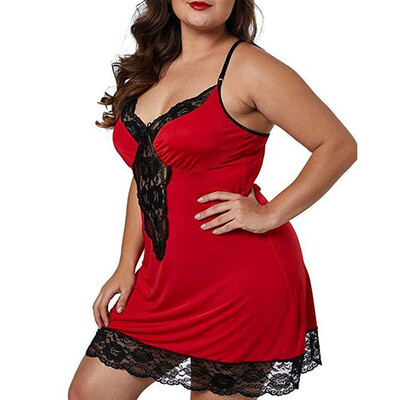 

Sexy V-neck Women Lingerie Night Dress Sleeveless Ladies Satin Nightgown Plus Size Lace Sleepwear Sexy Sleep Pajamas Thongs