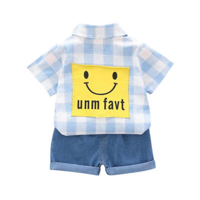 

Summer Baby Boy Adorable Plaid Print Short Sleeve Shirt Blouse Shorts Casual Outfits Clothes 6M-4T