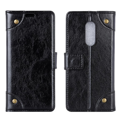 

MOONCASE Nokia 71 Plus Nokia X7 Copper Buckle Napa Leather Case - Black