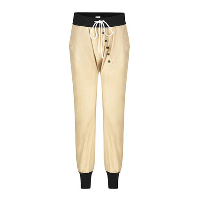 

New England Style Pants Women Solid High Waist Button Harem Pants Female Casual Trousers Pantalones Mujer