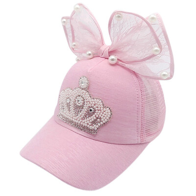 

Summer Child Cap With Bowknot Crown Pattern Girls Sunscreen Baseball cap Boys Casual Cute Cap 3-8T