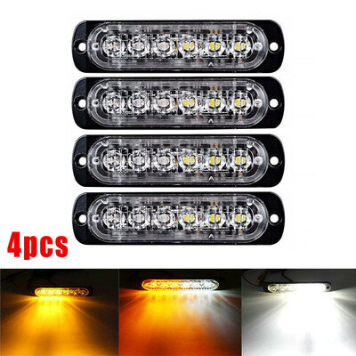 

4AmberWhite 6-LED Car Truck Emergency Beacon Warning Hazard Flash Strobe Light