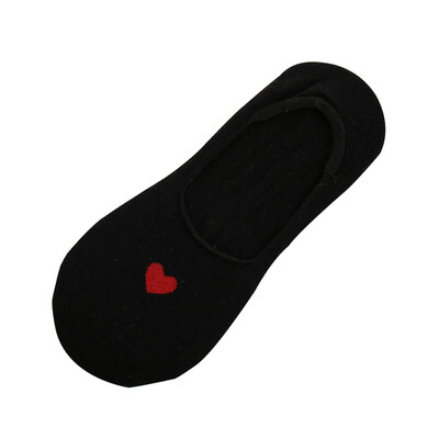 

Chic 1Pair Women Girls Invisible Socks Heart Printed Cotton Boat Socks Summer Ankle Socks