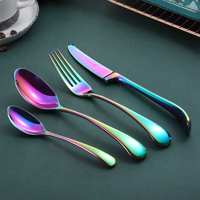 

Toponeto 4PCS Set Stainless Steel Upscale Dinnerware Flatware Cutlery Fork Spoon