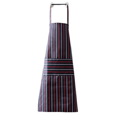 

Striped Kitchen Apron Oilproof Thickening Waist Blue Kitchen Apron Double Pockets Machine Washable Suitable