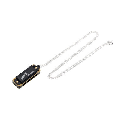 

Swan 4 Holes 8 Tones Mini Harmonica Metal Chain Necklace Style Mouth Organ