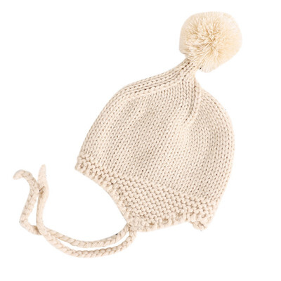 

Knit Baby Cap Winter Warm Baby Hat with Pompom Cotton Newborn Bonnet Accessory