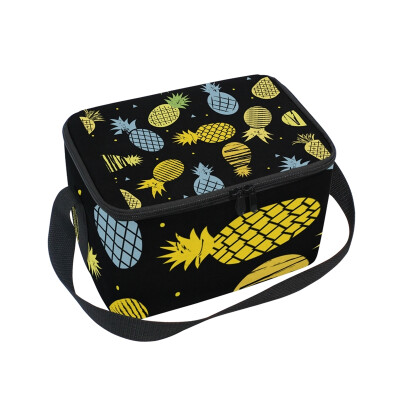 

ALAZA Insulated Lunch Box Summer Pineapple Lunch Bag for Men Women Portable Tote Bag Cooler Bag