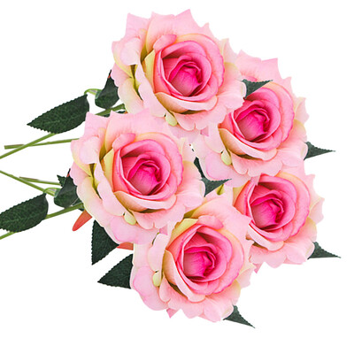 

Siaonvr 5 Pcs Artificial Silk Fake Flowers Rose Flower Wedding Bouquet Home Decor A