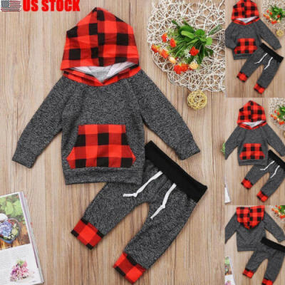 

Kids Baby Toddler Boy Girl Cotton Clothes Hooded Sweatshirt Tops Pants Outfits