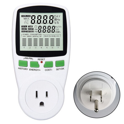 

Digital Wattmeter Energy Power Voltage Current Frequency Meter Socket LCD Wattage Electricity KWH Measuring Outlet Analyzer