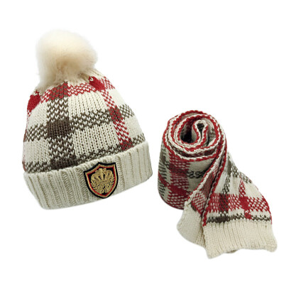 

2pc Warm winter baby hats Knitted Earflap Hat&Scarf Set Casual Kids Warm Beanies Warm Caps baby hats for girls boy