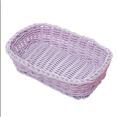 

1pc candy purple Wicker Storage Basket For bedroom Handmade Fruit Dish Rattan Food Bread Loaf Sundries Neatening Container Case