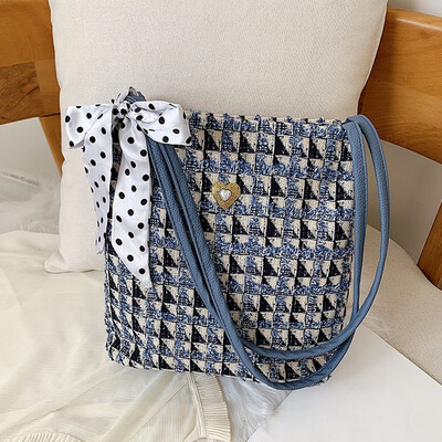 

Tailored Fashion Women Linen Rhinestone Zipper Shoulder Bag Bow HandBag Shopping Bag
