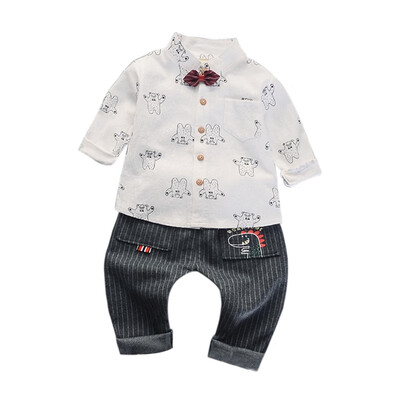

Toddler Boy Clothes kid 2019 Spring Little Bear Butterfly-knot Shirt Jeans Suit Roupas Handsome Blouse