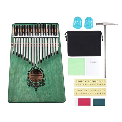 

17-key Kalimba Portable Thumb Piano Mbira Mahogany Wood with Carry Bag Stickers Tuning Hammer Cleaning Cloth Finger Stall Musical