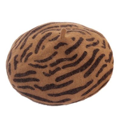 

Women French Style Leopard Print Wool Soft Winter Warm Beret Beanie Hat