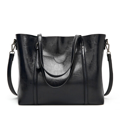 

Large Capacity Solid Color Tote Women Faux Leather Zip Crossbody Shoulder Bag