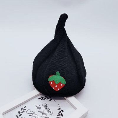 

Newborn Cute Autumn Winter Kids Hats Girls Kids Baby Boys Strawberry Pattern Hats Knitted Wool Hemming Caps