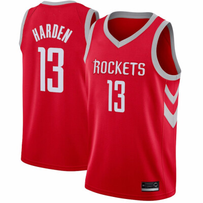 

2019 New Mens Houston Rockets 13 James Harden Red White Black Basketball Jersey Size -XXL