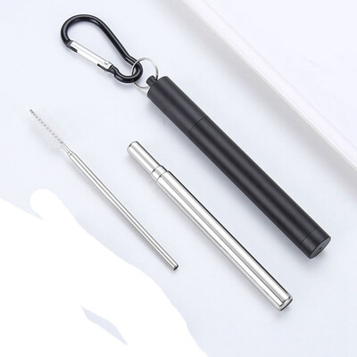 

Reusable Metal Telescopic Drinking StrawsBrush Travel Foldable Portable Straws