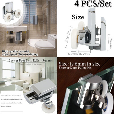 

4 Pcs Shower Door Pulley Kit Shower Door Twin Rollers Runners Zinc Alloy Shower Door Twin Rollers Set 2 Upper&2 Lower