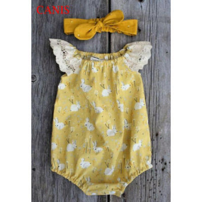 

UK Easter Infant Newborn Baby Girls Bunny Romper Jumpsuit Bodysuit Clothes New