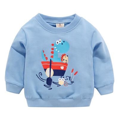 

2019 Spring Autumn Baby Kids Cartoon Dinosaur Sweatshirts Childrens Blue Sweatshirts Boys &Girl Clothes 0-3T