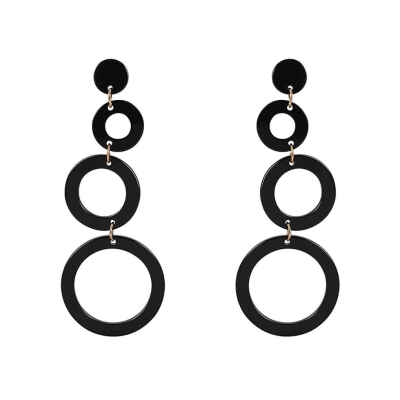 

Women Black Simple Acrylic Alloy Geomatric Round Long Pendants Earring Female Bead Jewelry