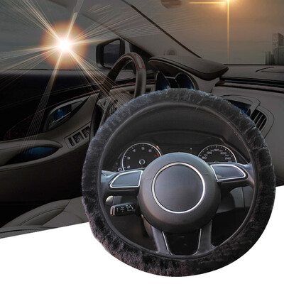

Car Anti-slip Plush Stretchy Steering Wheel Cover Black For Diameter Of 35-40CM
